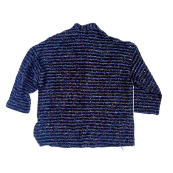 Handmade Vintage Tweed Short Sleeve Sweater Jacket Top - Metallic Striped 1X - Picture 2 of 9